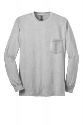 Gildan® Men's Ultra Cotton® 100% US Cotton Long Sleeve T-Shirt with Pocket